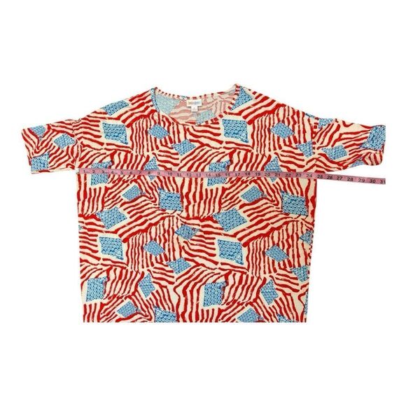 Lula Roe American Flag Red and Blue Tunic Top Size S Casual Comfy Stretch EUC - Picture 3 of 7